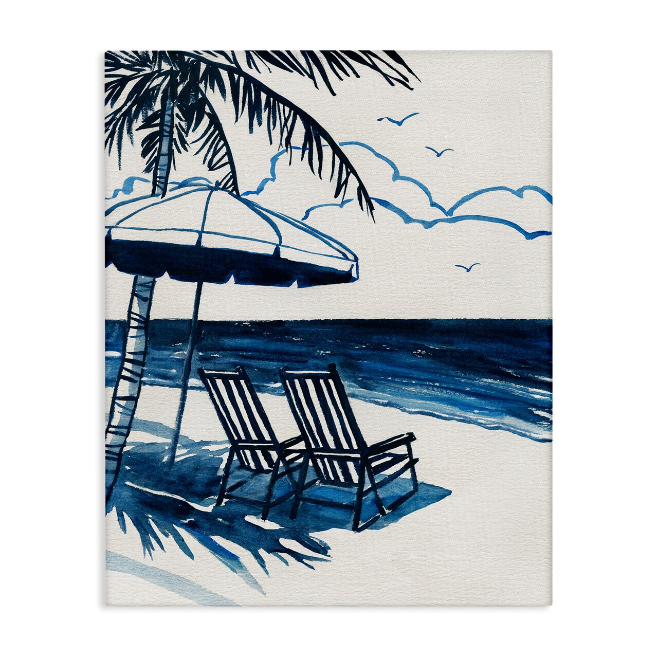 Stupell Industries Blue Toned Tropical Beach Scene Canvas Design by Carol Robinson